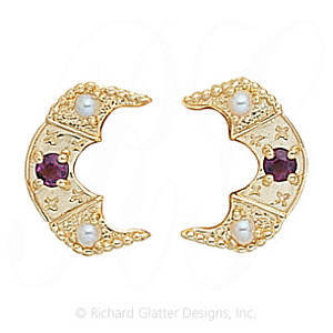 GS345-2 PT/PL - 14 Karat Gold Slide with Pink Tourmaline center and Pearl accents 